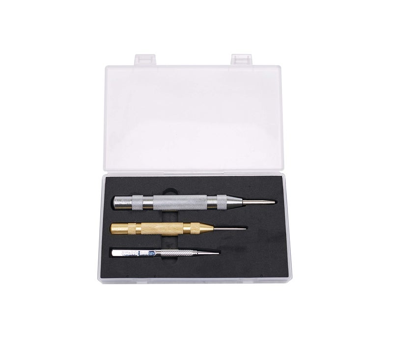 HimaPro Center Punch Set - 2 Automatic Center Punches (6 Inches and 5 Inches) with Spring loaded Adjustable Strokes and 1 Solid Center Punch (4 Inches) - Image 1
